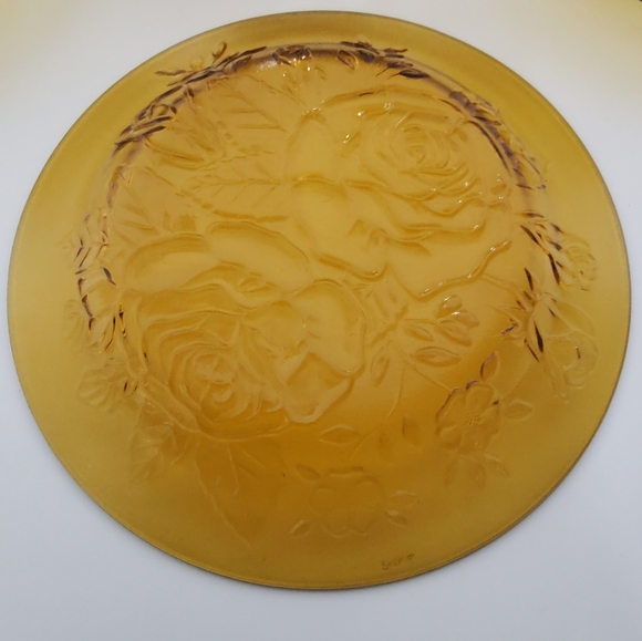 KIG Indonesia Amber Glass Plate, set of 4 - Picture 5 of 6